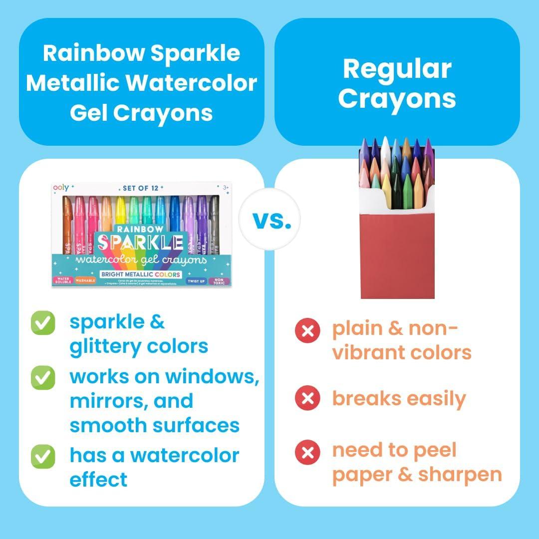 image:imageOOLY 13357 Sparkle Gel Crayons Set of 12Metallic Watercolor Gel Crayons