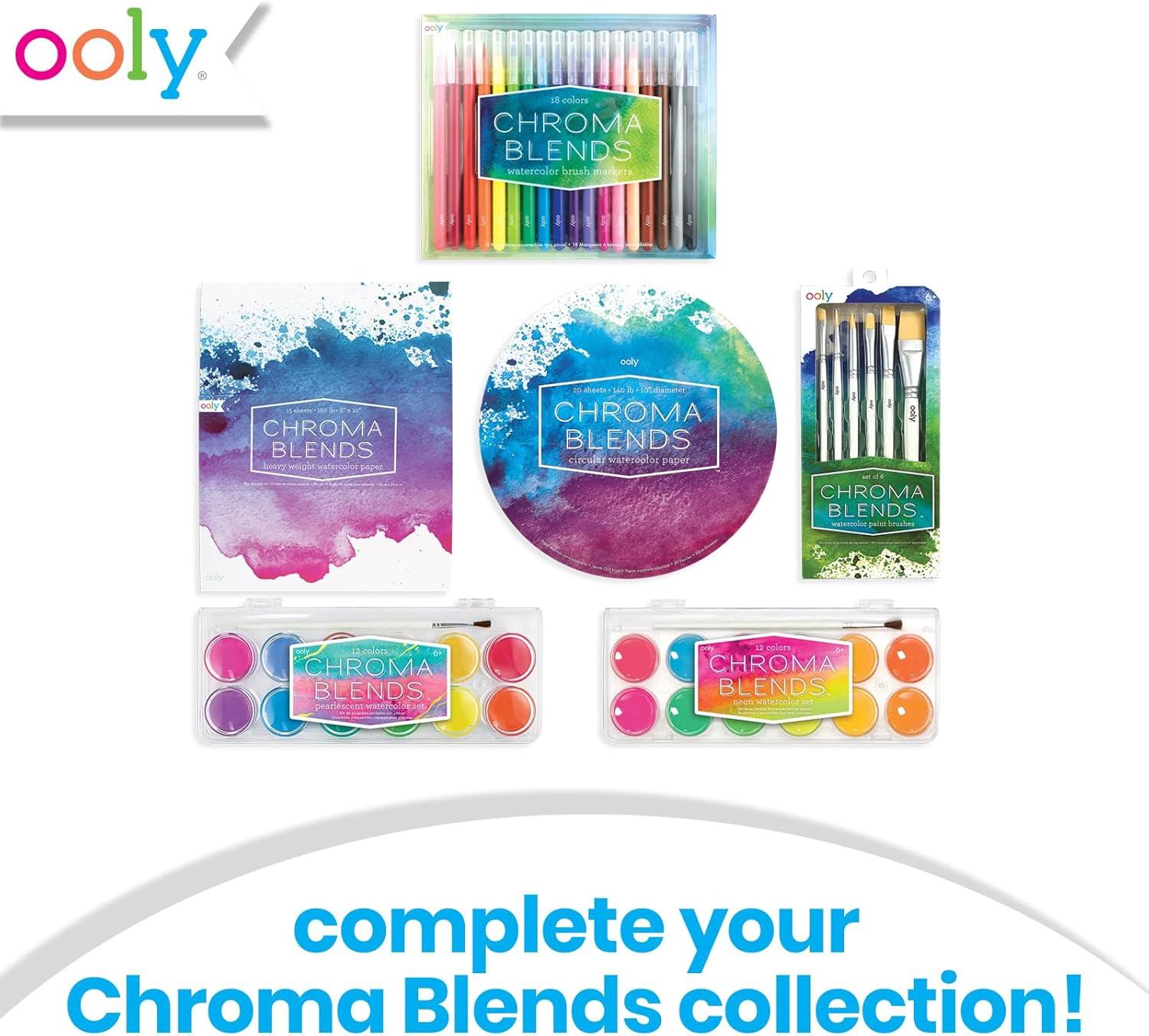image:imageOOLY Lil Watercolor Paint Pad for Kids 20 Sheets Watercolor Paper Pad 9x12 Inch 200 GSM Acid Free No Bleed Watercolor Paint Pad Ages 3 and UpChroma Blends Neon Pods