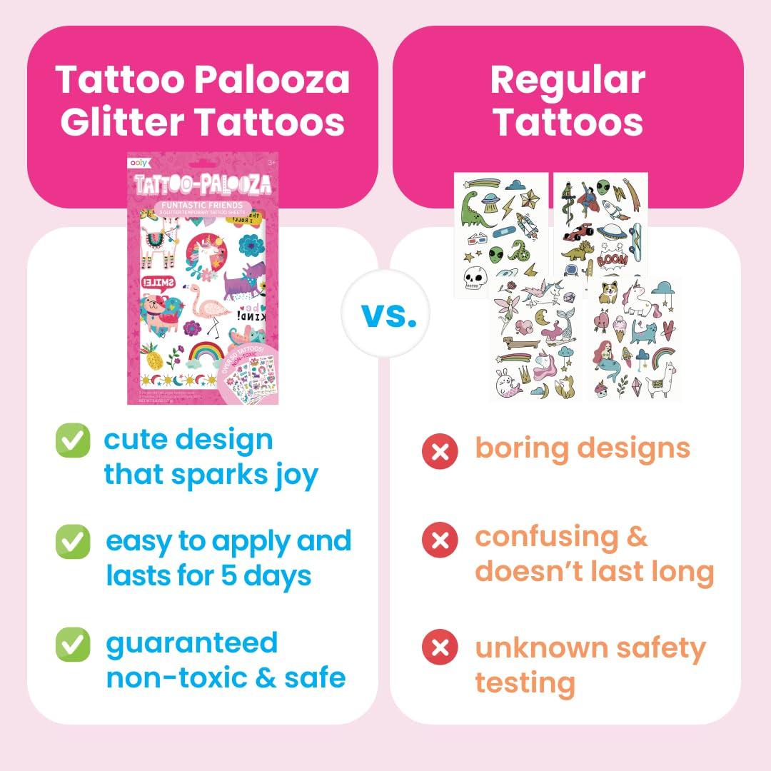image:imageOoly 50 Glitter Temporary Tattoos For Kids Safe amp NonToxic Temporary Tattoo Party Favors Gifts for Kids Great Goodie Bag Stuffers amp Fun Birthday Decorations Doodle WorldAwesome Doodles