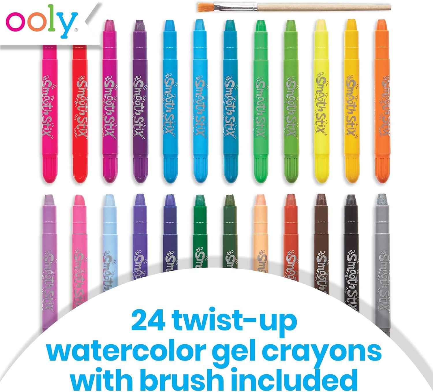 image:imageOoly Cat Parade Gel Crayons for Kids and Adults Set of 12 Rainbow Color Crayons for Glass and Paper Surfaces with CatShaped TwistUp Caps Smooth Gliding Gel Crayon SetSmooth Stix Watercolor Gel Crayons