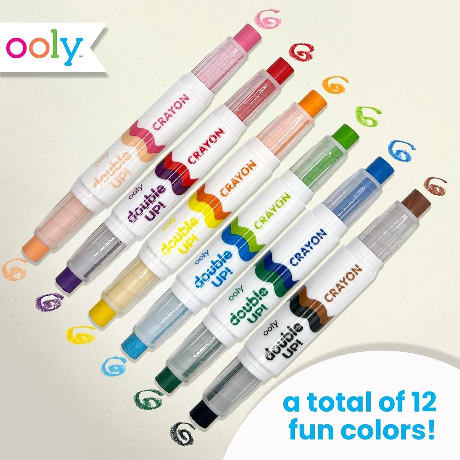 image:imageOoly Cat Parade Gel Crayons for Kids and Adults Set of 12 Rainbow Color Crayons for Glass and Paper Surfaces with CatShaped TwistUp Caps Smooth Gliding Gel Crayon SetDouble Up Crayons Set of 6