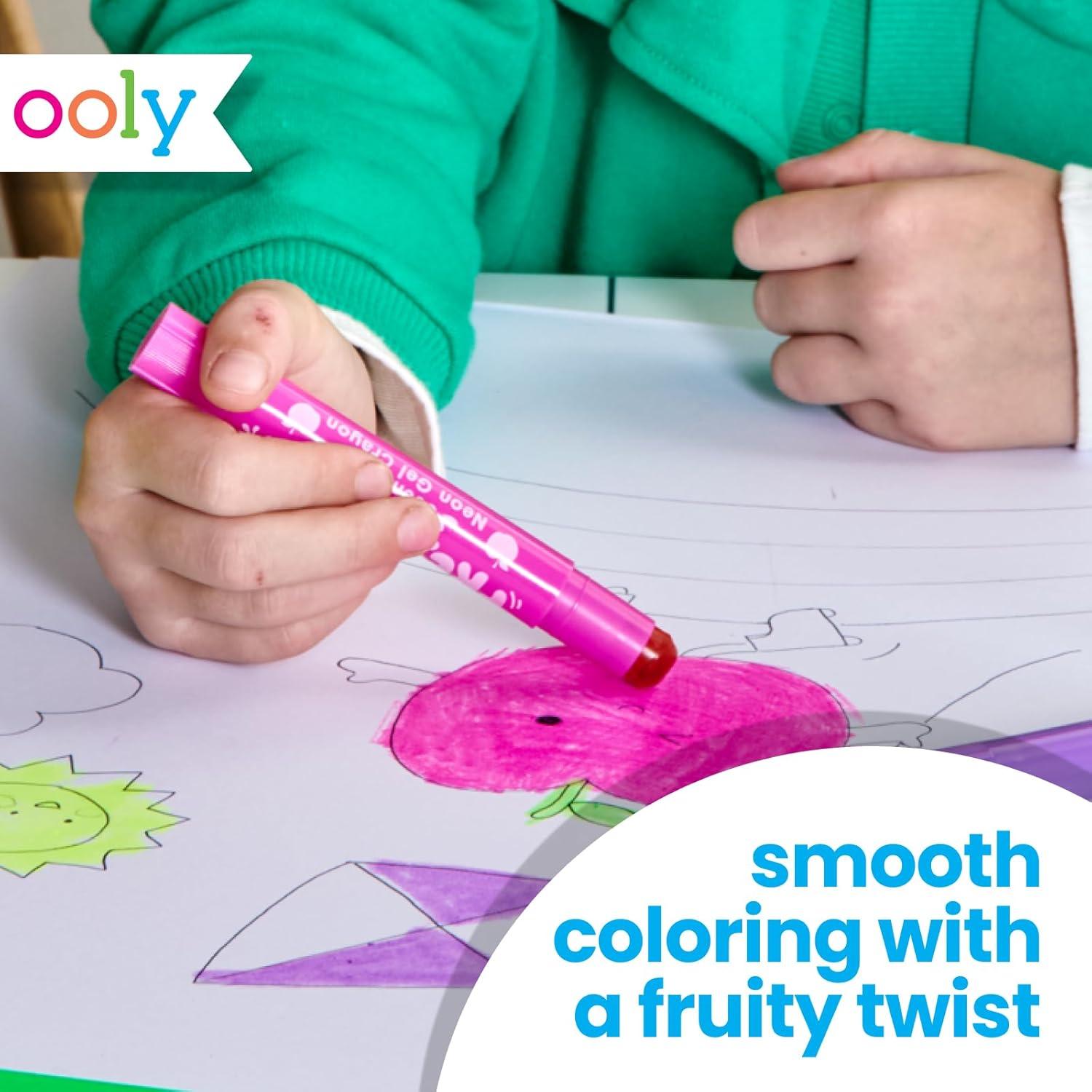 image:imageOoly Cat Parade Gel Crayons for Kids and Adults Set of 12 Rainbow Color Crayons for Glass and Paper Surfaces with CatShaped TwistUp Caps Smooth Gliding Gel Crayon SetScented Neon Gel Crayons