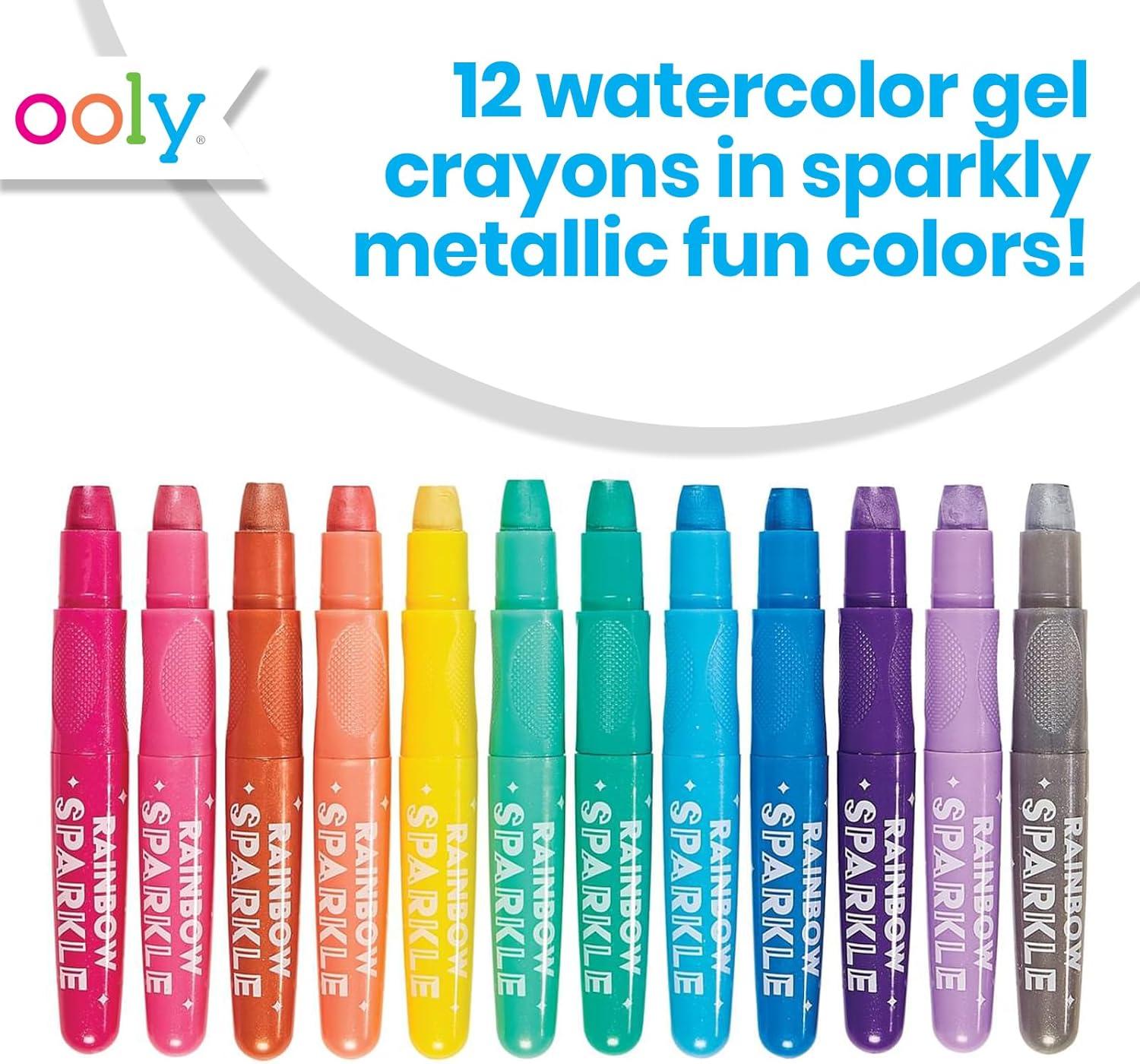 image:imageOoly Cat Parade Gel Crayons for Kids and Adults Set of 12 Rainbow Color Crayons for Glass and Paper Surfaces with CatShaped TwistUp Caps Smooth Gliding Gel Crayon SetMetallic Watercolor Gel Crayons