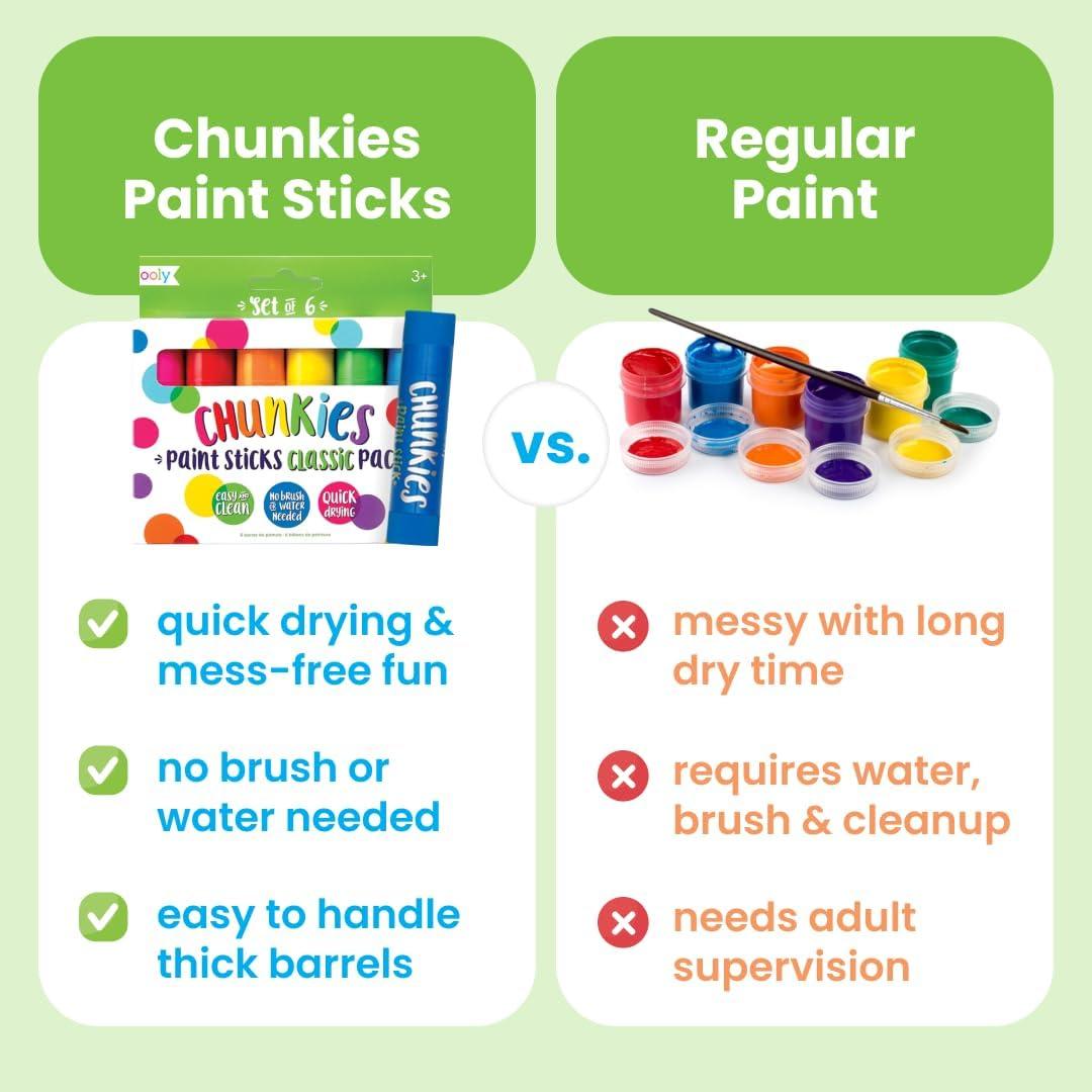 image:imageOoly Chunkies 6 Neon Paint Sticks For Kids Tempera Paint Sticks Neon Colors Set No Mess Quick Drying Art Supplies for Toddlers and KidsMetallic