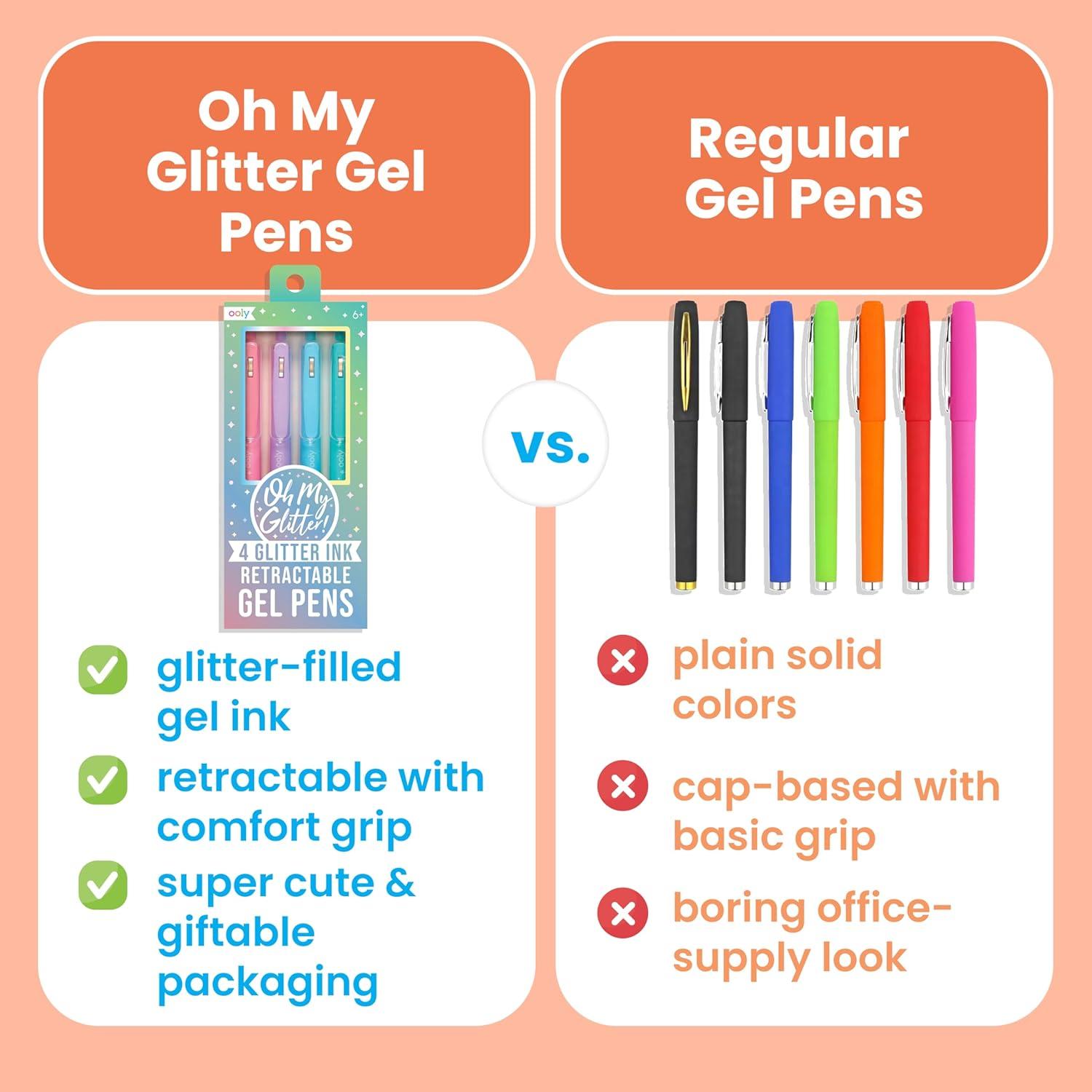 image:imageOoly Oh My Glitter Gel Pens Set of 4 Cute School and Art Supplies for Girls Planner Pen with Comfort Grip Ideal Retractable Glitter Pens for Decorations amp Office Use4 Count Pack of 1