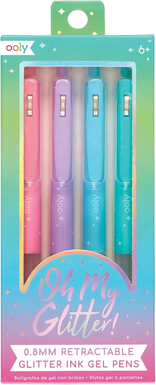 image:imageOoly Oh My Glitter Gel Pens Set of 4 Cute School and Art Supplies for Girls Planner Pen with Comfort Grip Ideal Retractable Glitter Pens for Decorations amp Office Use4 Count Pack of 1