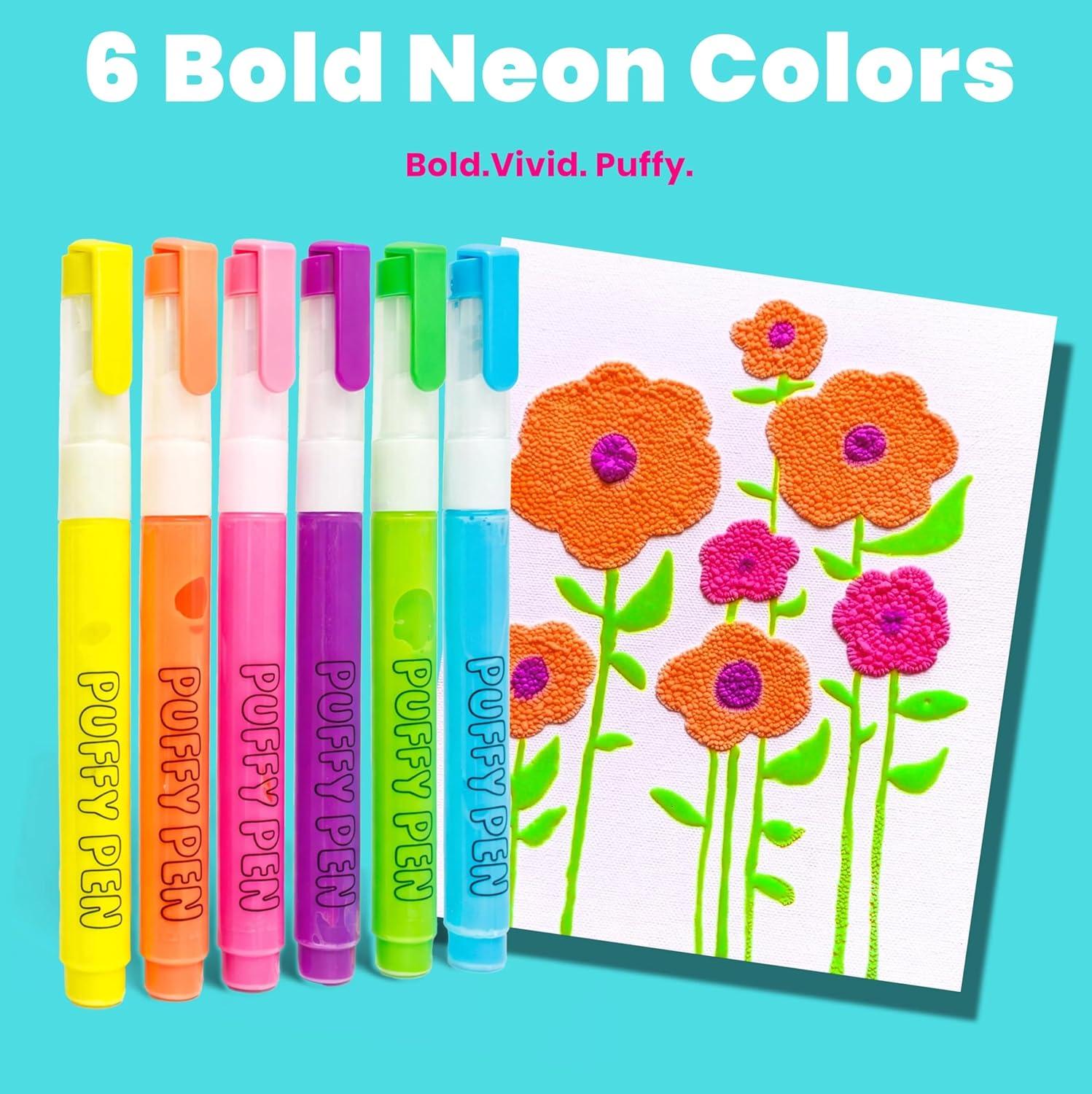 image:imageOoly Puffy Paint Neon Gel Pens Set of 6 amp Sketchbook Bundle 3D Foam Texture Painting Magic Puffy Pen Creative and Fun Pens for Kids Arts and Crafts Drawing SuppliesPuffy Pens Sketchbook