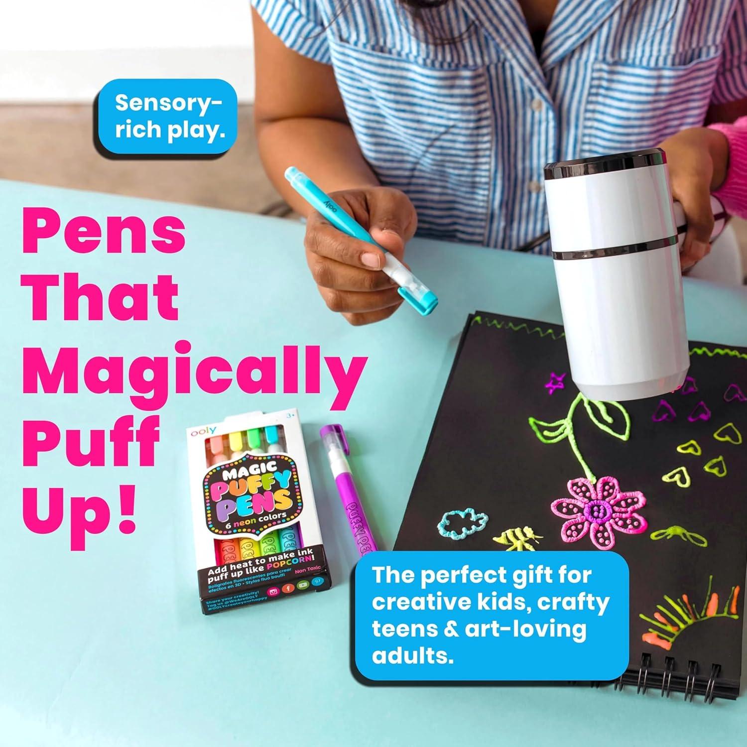 image:imageOoly Puffy Paint Neon Gel Pens Set of 6 amp Sketchbook Bundle 3D Foam Texture Painting Magic Puffy Pen Creative and Fun Pens for Kids Arts and Crafts Drawing SuppliesPuffy Pens 2 Pack