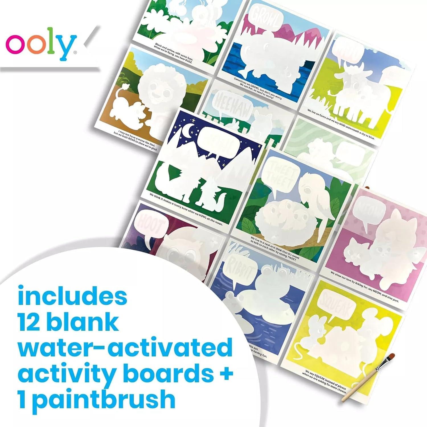 image:imageOoly Water Amaze Includes 12 Reveal Boards amp Brush Reusable Reveal Pads for Kids Coloring Books for Toddlers Paint with Water Books Gifts for Kids Baby AnimalsBaby Animals