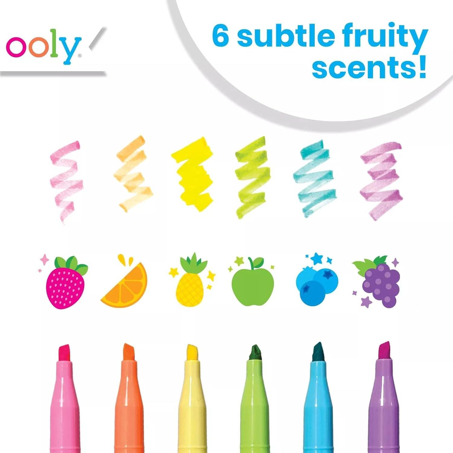 image:imageOoly Yummy Yummy Scented Highlighters for Kids Set of 6 Fruit Scented Pastel Highlighters Flexible Chisel Tip NonToxic Ages 3Pastel