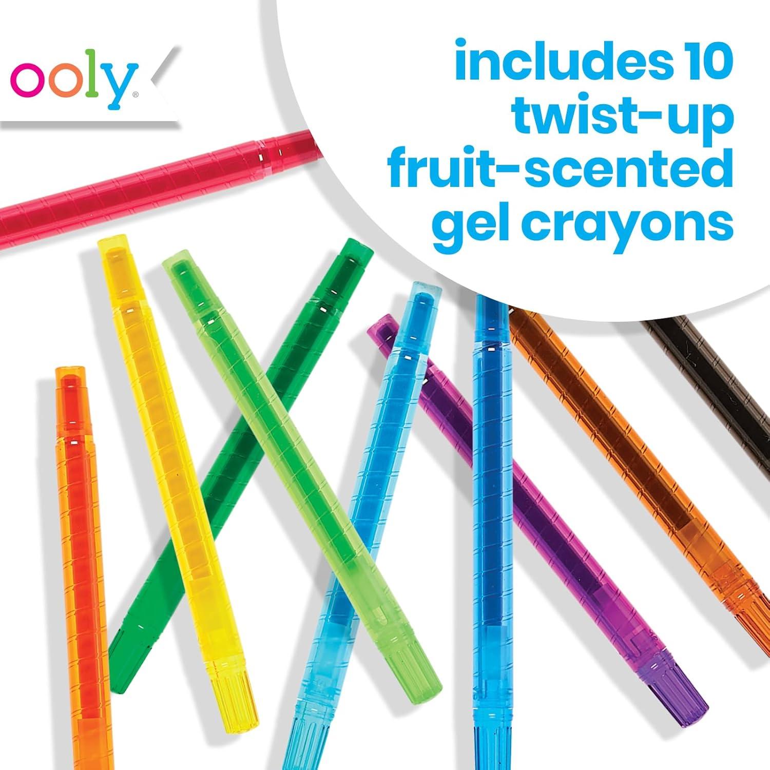 image:imageOoly Yummy Yummy Scented Twist Up Crayons for Kids Set of 10 NonToxic Fruit Scented TwistUp Crayon Set Ages 3Twist Up Crayon