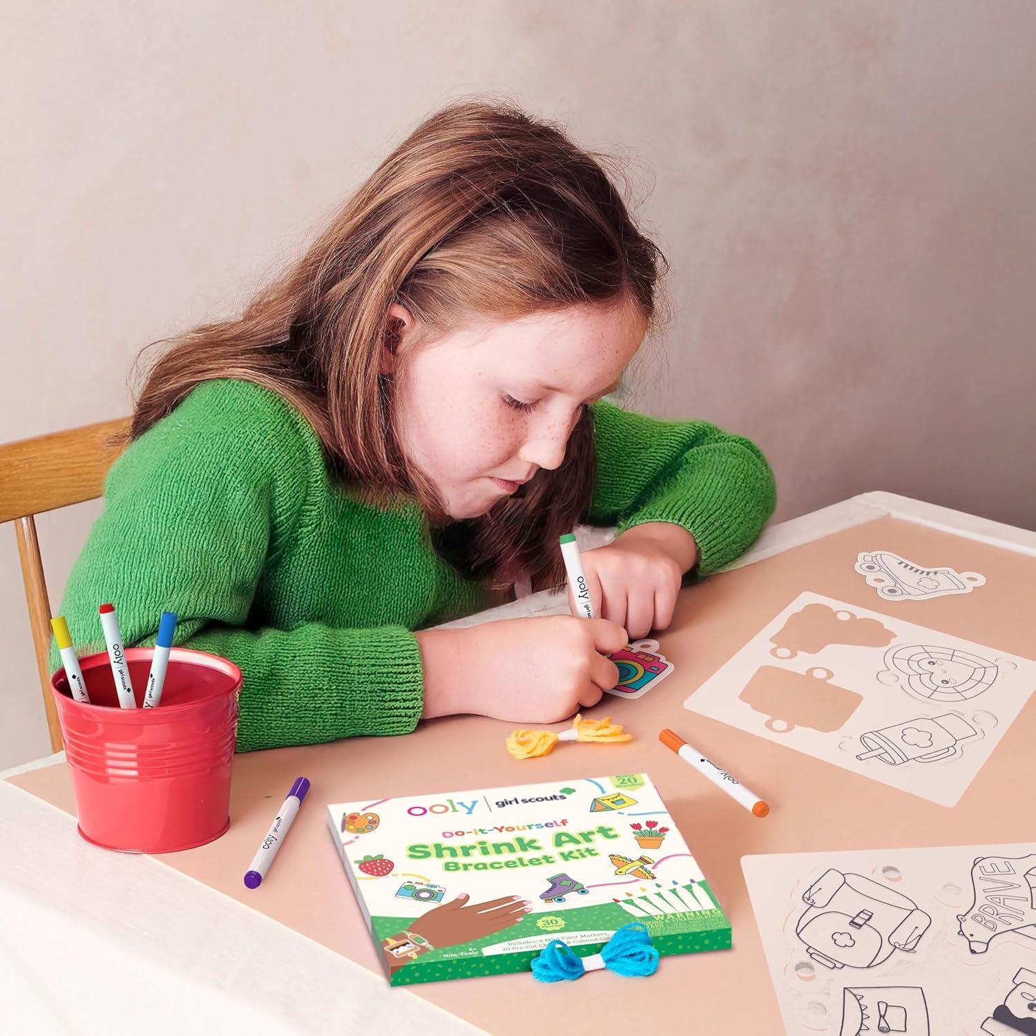 image:imageOoly x Peanuts Snoopy 34 PC DIY Shrinking Art Kit for Kids with Markers 20 Plastic Pre Cut Charms and More No Mess Creative Activity Jewelry Making KitGirl Scouts Bracelet Kit