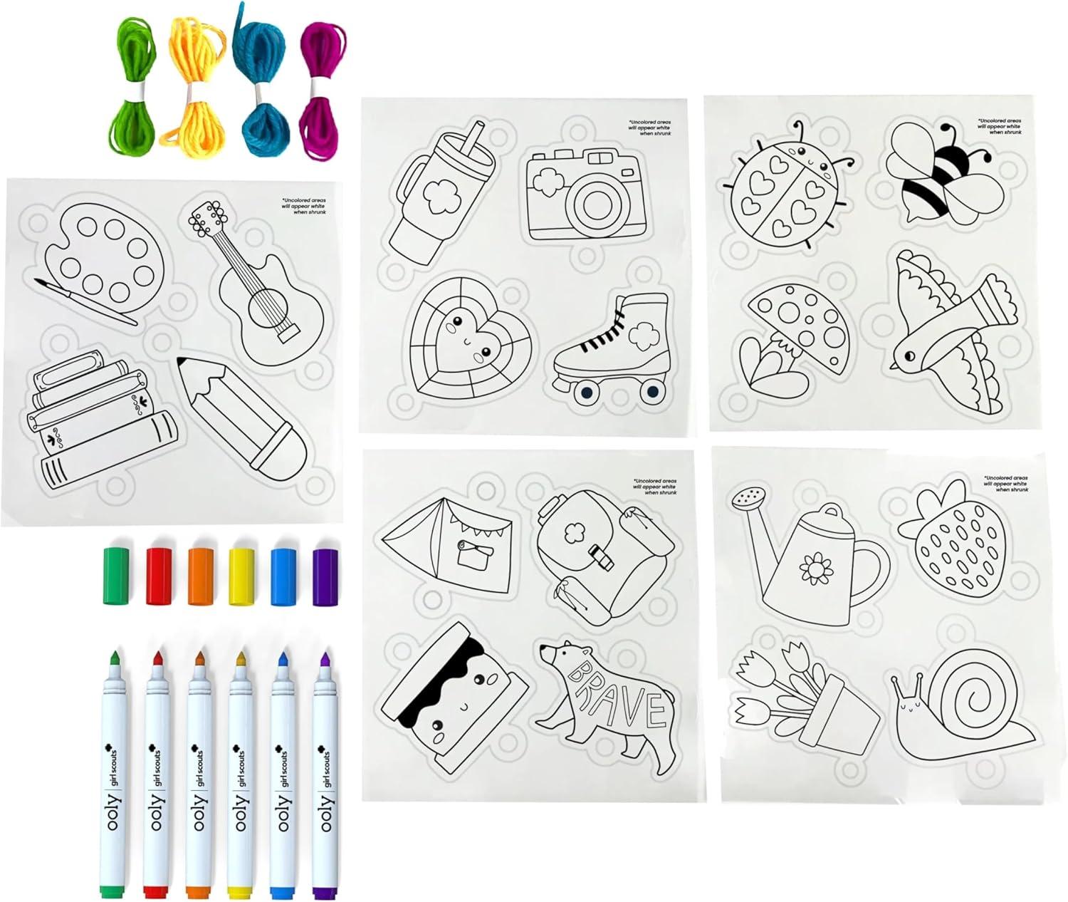image:imageOoly x Peanuts Snoopy 34 PC DIY Shrinking Art Kit for Kids with Markers 20 Plastic Pre Cut Charms and More No Mess Creative Activity Jewelry Making KitGirl Scouts Bracelet Kit