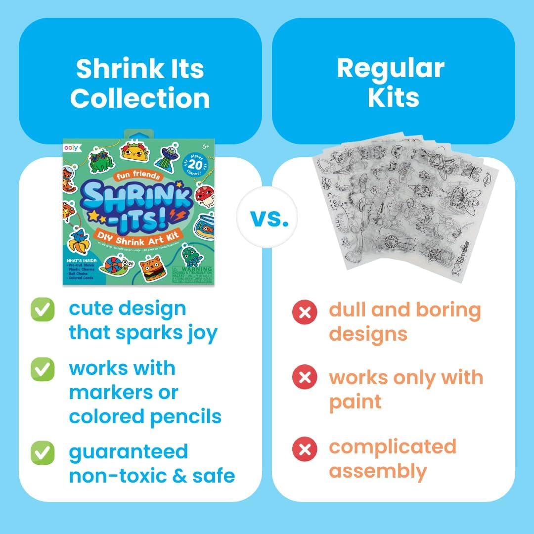 image:imageOoly x Peanuts Snoopy 34 PC DIY Shrinking Art Kit for Kids with Markers 20 Plastic Pre Cut Charms and More No Mess Creative Activity Jewelry Making KitBFF Bracelet Kit
