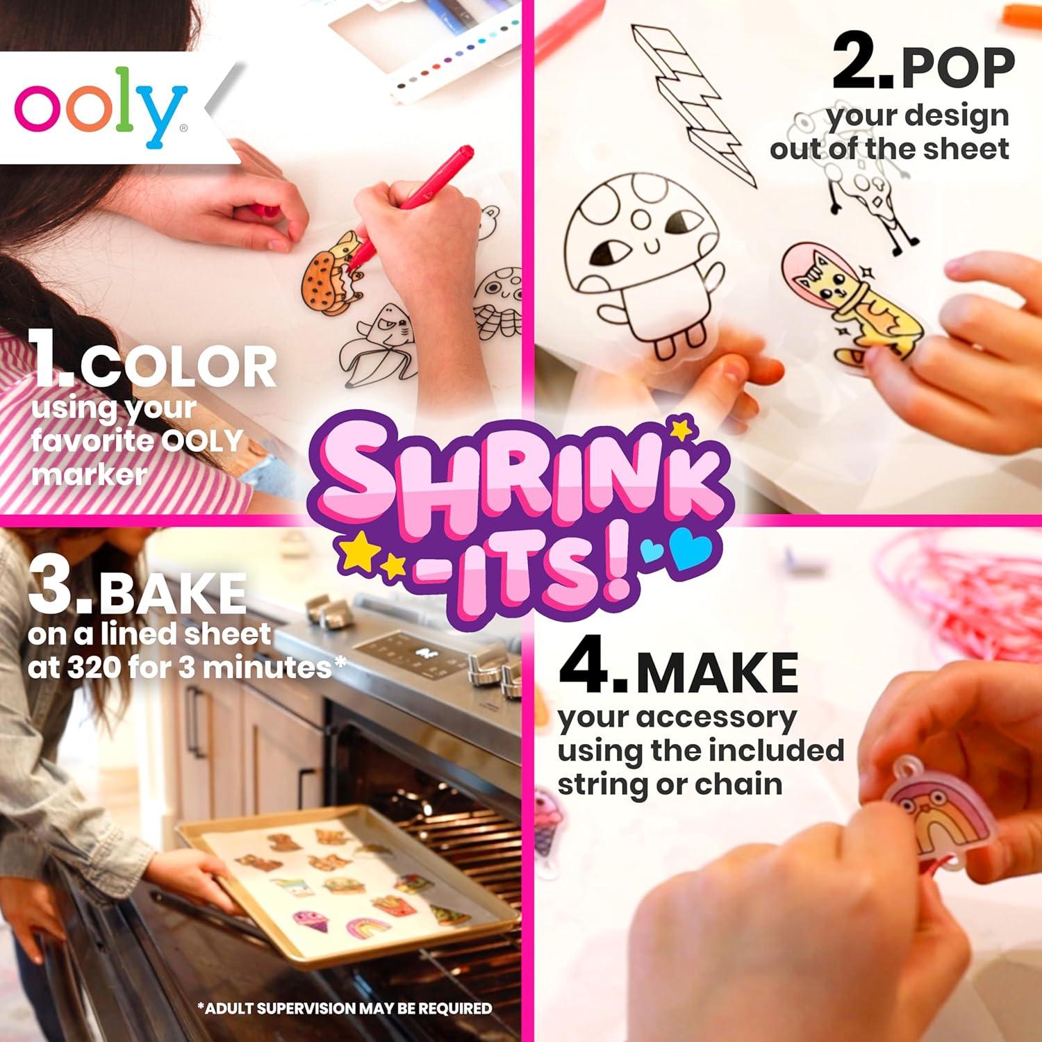 image:imageOoly x Peanuts Snoopy 34 PC DIY Shrinking Art Kit for Kids with Markers 20 Plastic Pre Cut Charms and More No Mess Creative Activity Jewelry Making KitBFF Bracelet Kit