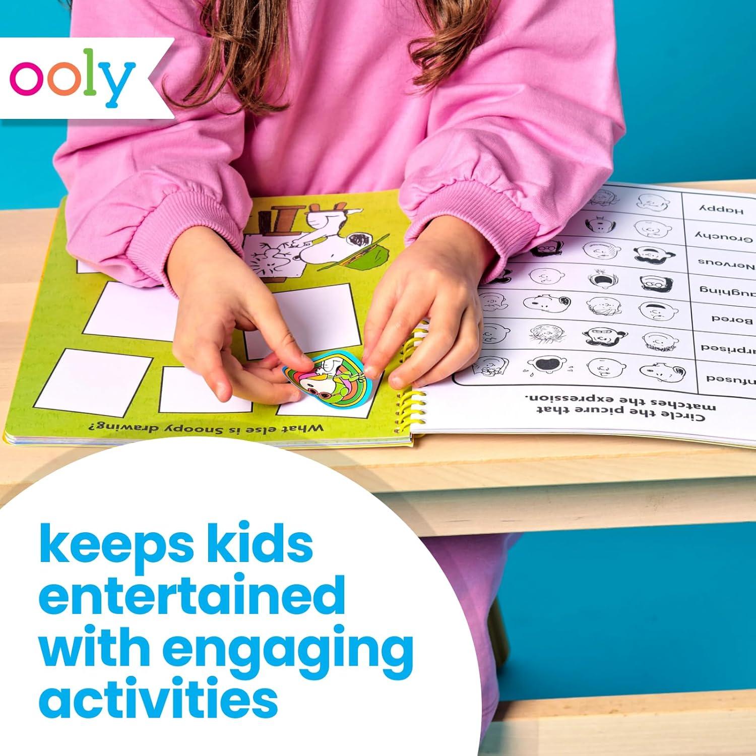image:imageOoly x Peanuts Snoopy School Coloring Travel Kit 60Page Activity Book with Coloring Sheets 4 DoubleEnded Markers  8 Colors 2 Sticker Sheets Puzzles amp Games Snoopy amp Charlie Brown Art SetPeanuts Coloring Kit
