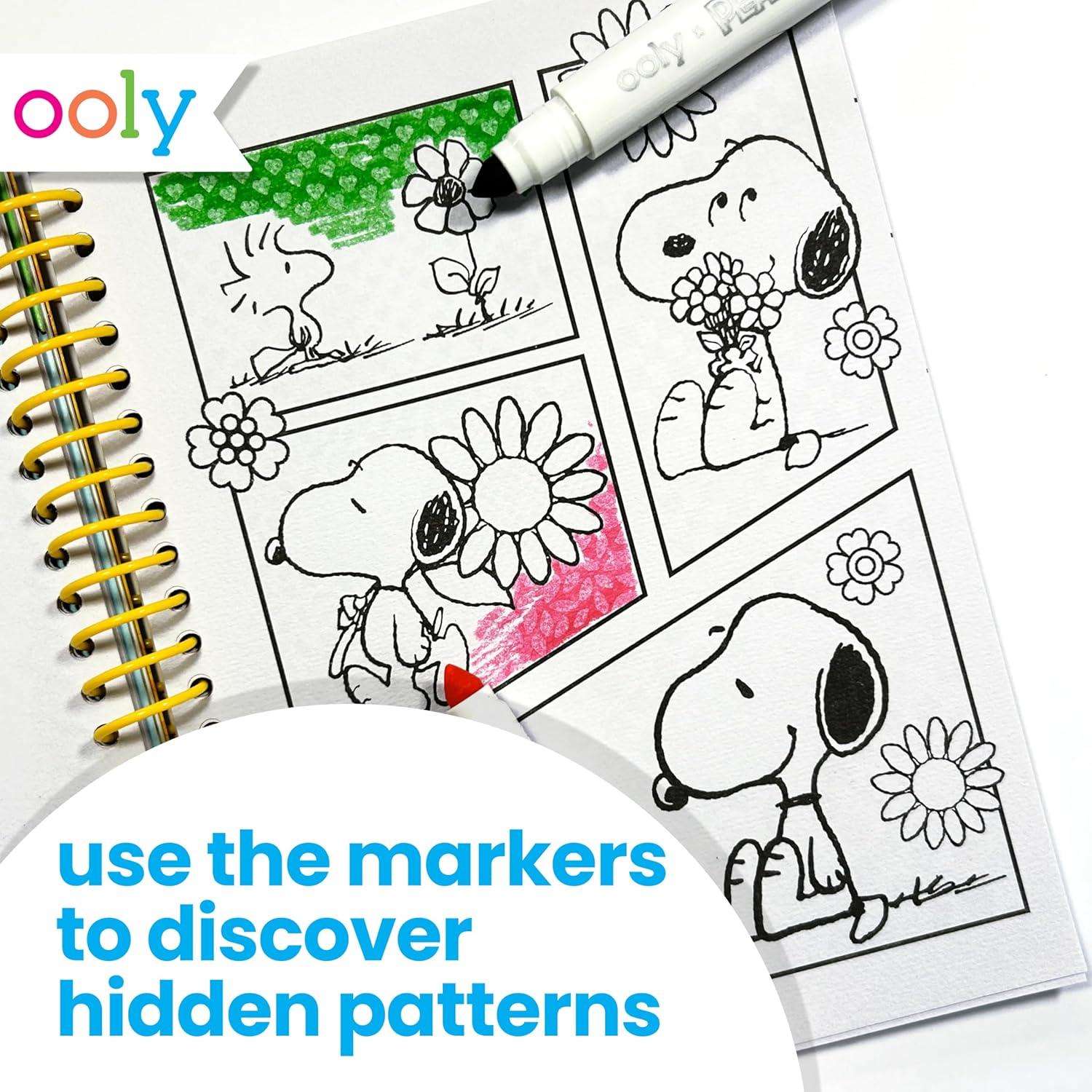image:imageOoly x Peanuts Snoopy School Coloring Travel Kit 60Page Activity Book with Coloring Sheets 4 DoubleEnded Markers 8 Colors 2 Sticker Sheets Puzzles amp Games Snoopy amp Charlie Brown Art SetDeluxe Peanuts Coloring Kit