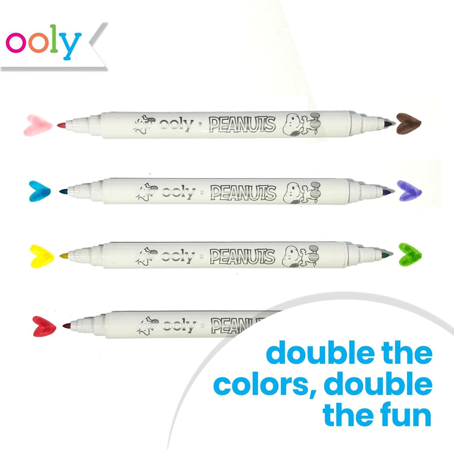 image:imageOoly x Peanuts Snoopy School Coloring Travel Kit 60Page Activity Book with Coloring Sheets 4 DoubleEnded Markers  8 Colors 2 Sticker Sheets Puzzles amp Games Snoopy amp Charlie Brown Art SetPeanuts Coloring Kit