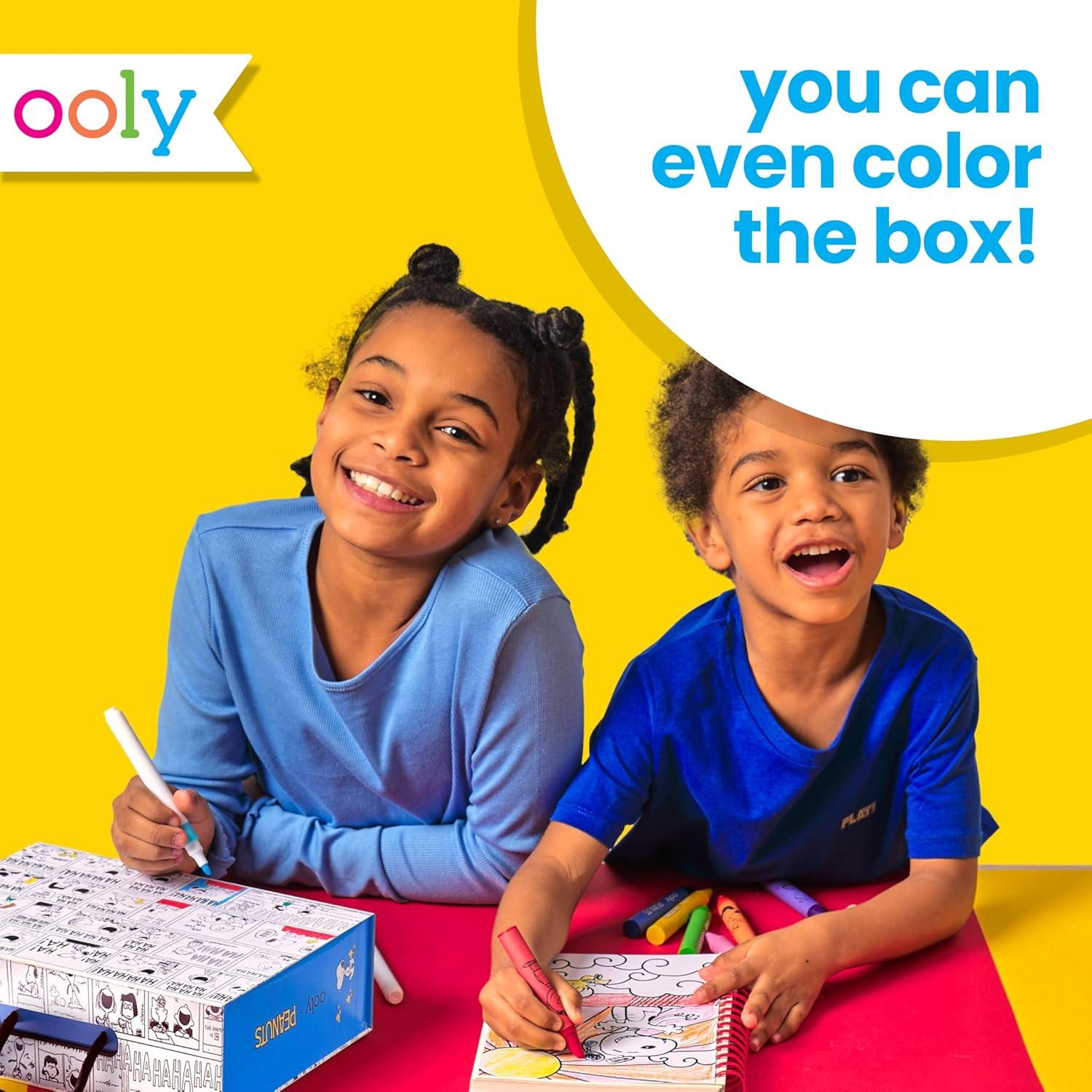 image:imageOoly x Peanuts Snoopy School Coloring Travel Kit 60Page Activity Book with Coloring Sheets 4 DoubleEnded Markers 8 Colors 2 Sticker Sheets Puzzles amp Games Snoopy amp Charlie Brown Art SetDeluxe Peanuts Coloring Kit
