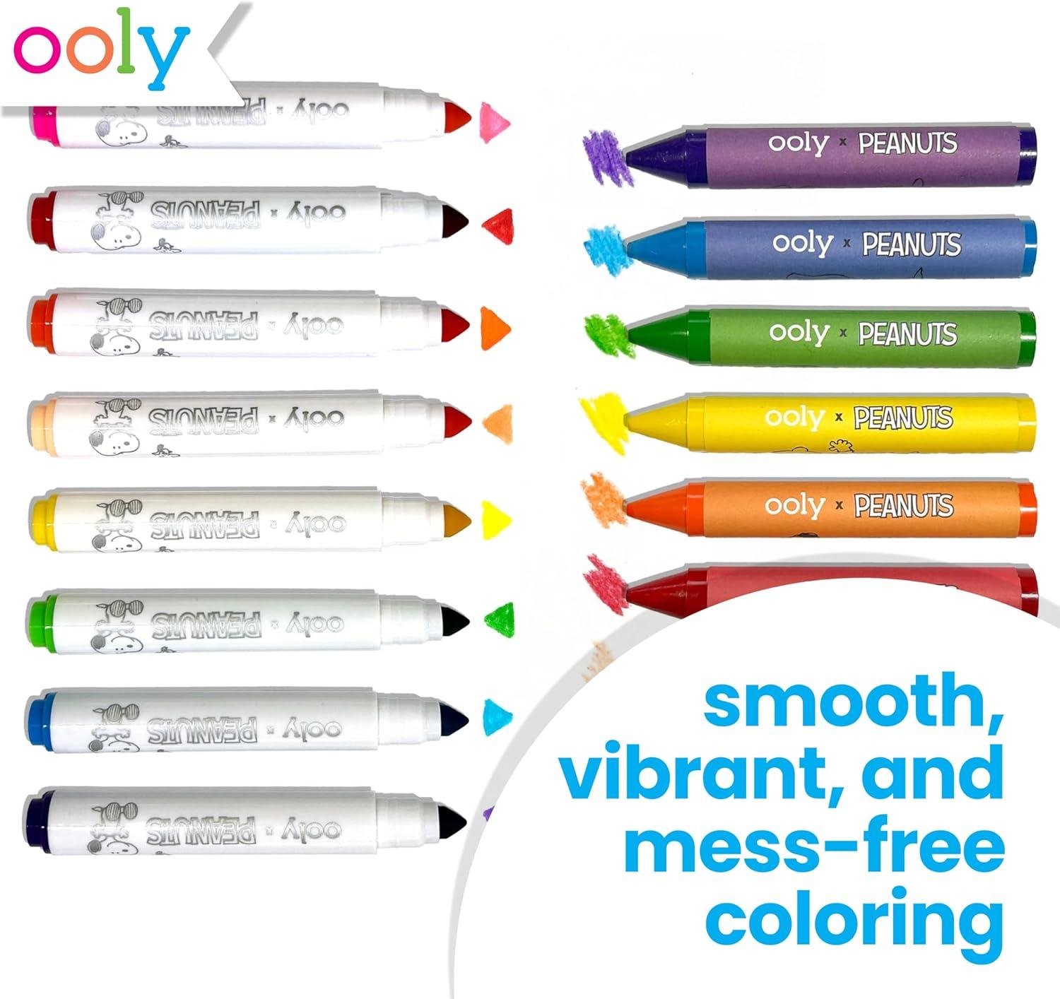 image:imageOoly x Peanuts Snoopy School Coloring Travel Kit 60Page Activity Book with Coloring Sheets 4 DoubleEnded Markers 8 Colors 2 Sticker Sheets Puzzles amp Games Snoopy amp Charlie Brown Art SetDeluxe Peanuts Coloring Kit
