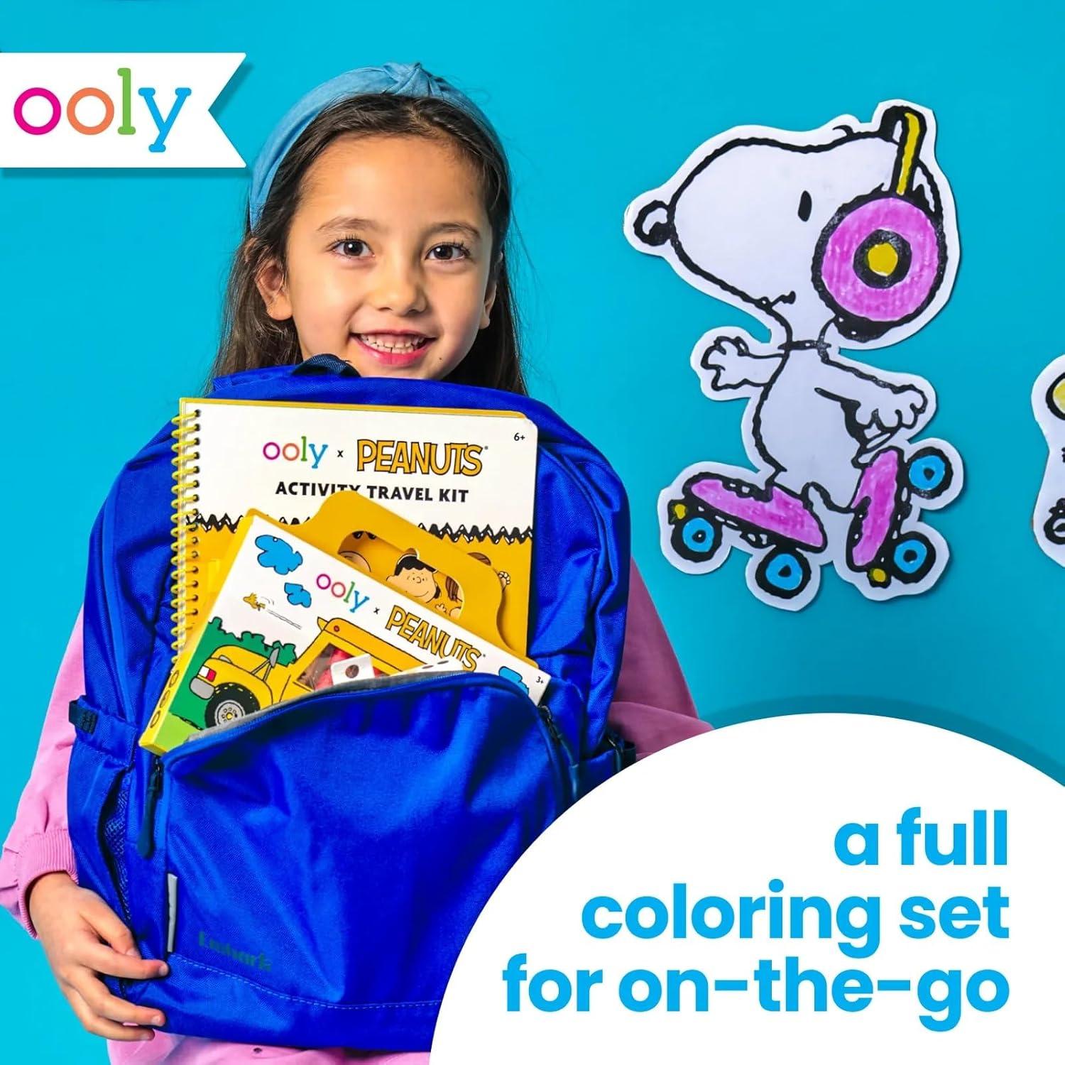 image:imageOoly x Peanuts Travel Art Kit with 9 Jumbo Crayons amp 48 Themed Coloring Pages amp Case for Easy Traveling Art Creation Perfect Airplane amp Road Trip Activities for KidsPeanuts Friends