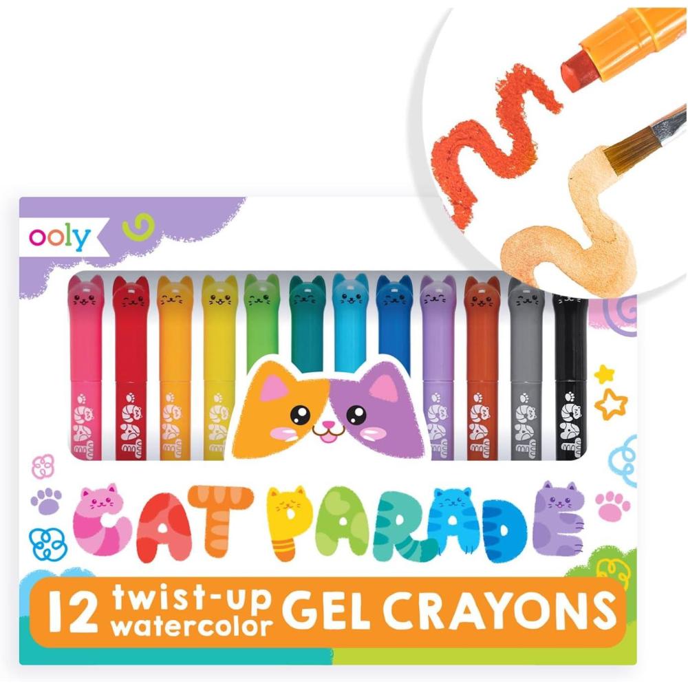 image:imageOOLY 13357 Sparkle Gel Crayons Set of 12Cat Parade Vibrant Gel Crayons