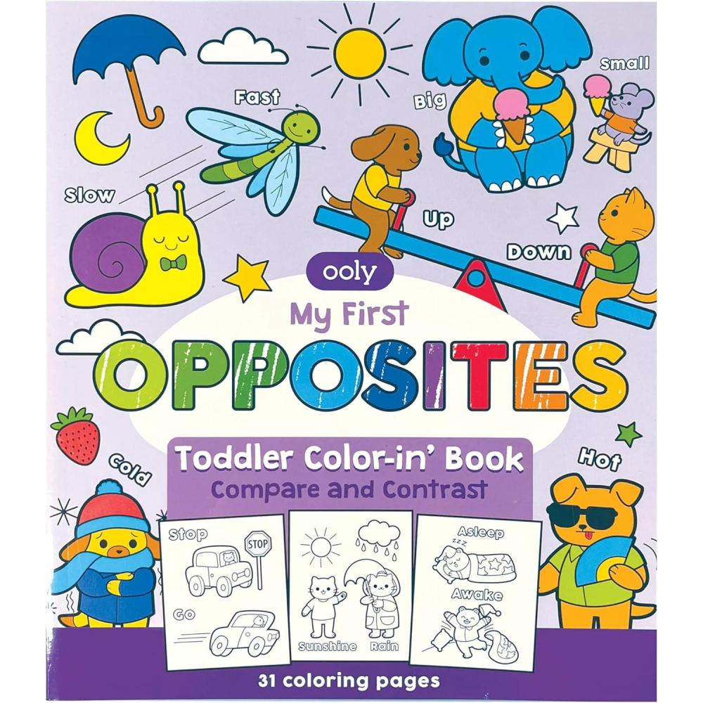 image:imageOOLY Coloring Book for Toddlers Fun Activity Coloring Pages for Kids 31 Perforated Pages 8x10 to Hang Great Kids Activities for School Birthday Parties Road Trips My First OppositesMy First Opposites
