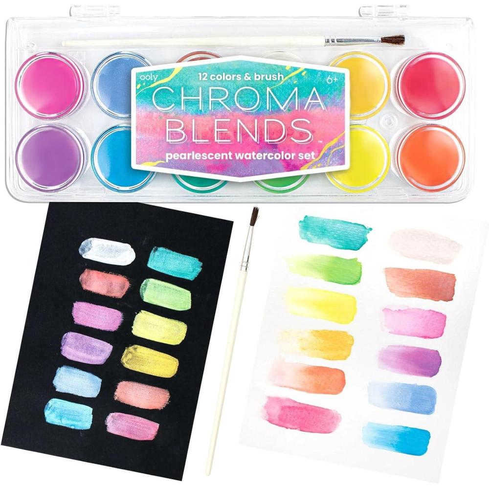 image:imageOOLY Lil Watercolor Paint Pad for Kids 20 Sheets Watercolor Paper Pad 9x12 Inch 200 GSM Acid Free No Bleed Watercolor Paint Pad Ages 3 and UpChroma Blends Pearlescent Pods