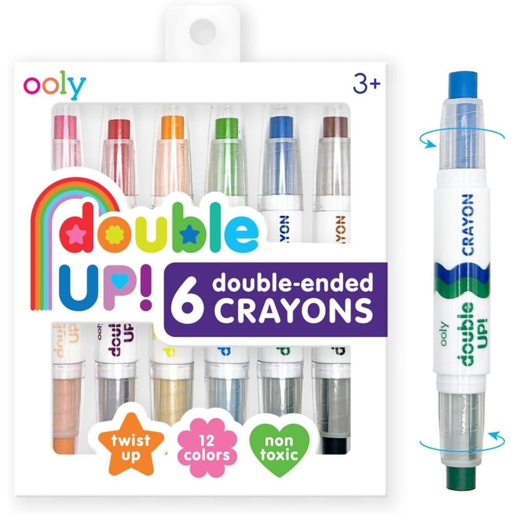 image:imageOoly Cat Parade Gel Crayons for Kids and Adults Set of 12 Rainbow Color Crayons for Glass and Paper Surfaces with CatShaped TwistUp Caps Smooth Gliding Gel Crayon SetDouble Up Crayons Set of 6