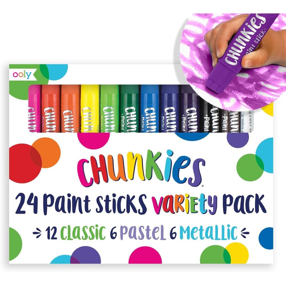image:imageOoly Chunkies 6 Neon Paint Sticks For Kids Tempera Paint Sticks Neon Colors Set No Mess Quick Drying Art Supplies for Toddlers and KidsClassic Pastel Metallic Set