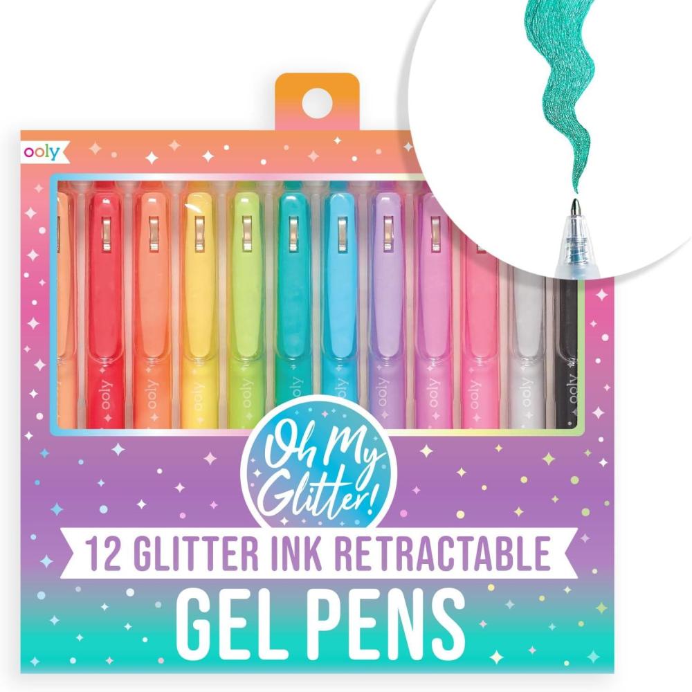 image:imageOoly Oh My Glitter Gel Pens Set of 4 Cute School and Art Supplies for Girls Planner Pen with Comfort Grip Ideal Retractable Glitter Pens for Decorations amp Office Use12 Count Pack of 1