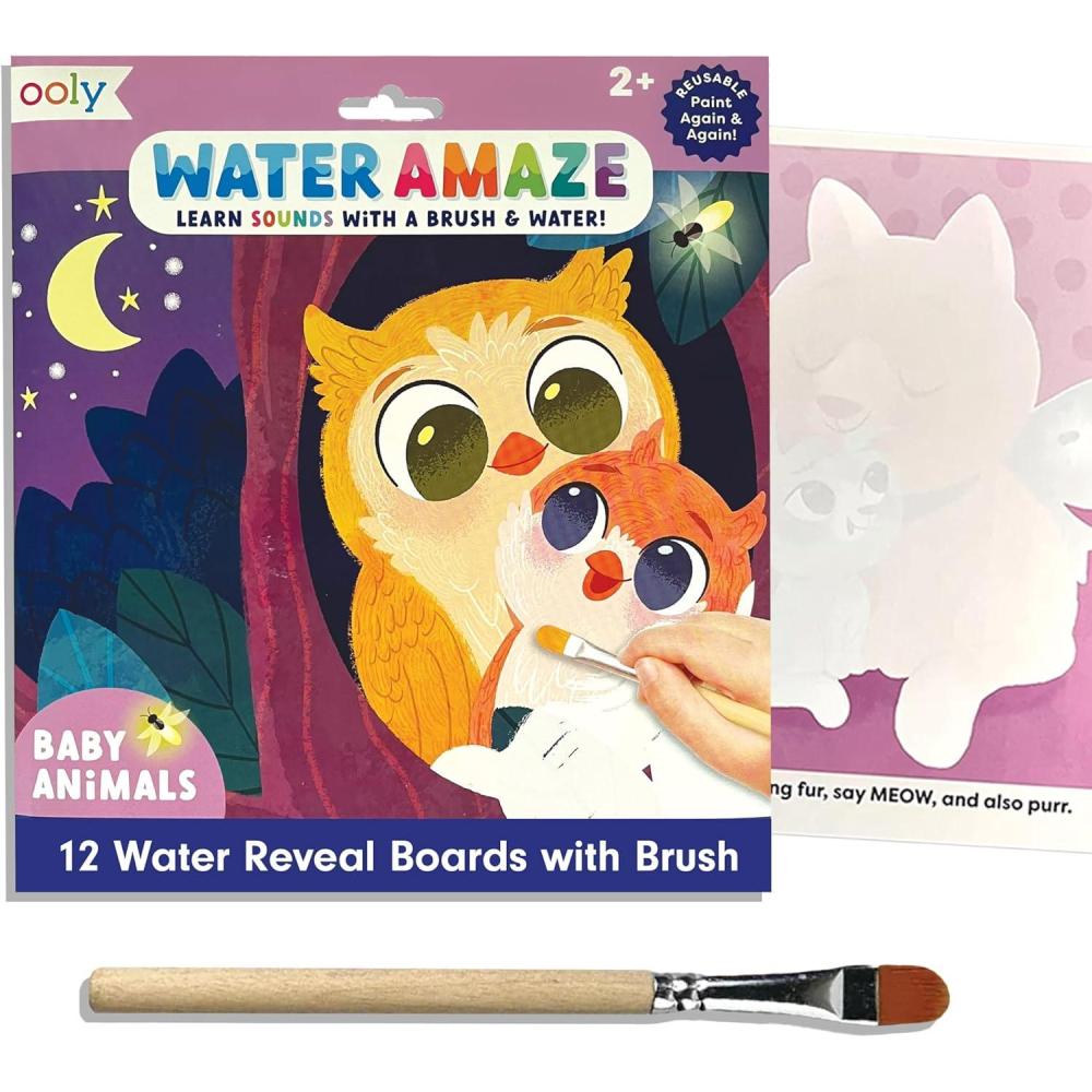 image:imageOoly Water Amaze Includes 12 Reveal Boards amp Brush Reusable Reveal Pads for Kids Coloring Books for Toddlers Paint with Water Books Gifts for Kids Baby AnimalsBaby Animals