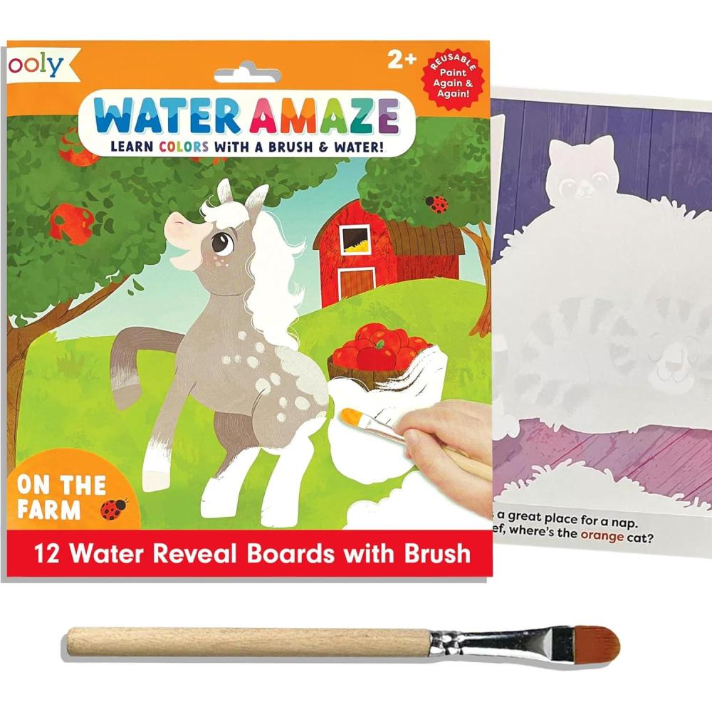 image:imageOoly Water Amaze Includes 12 Reveal Boards amp Brush Reusable Reveal Pads for Kids Coloring Books for Toddlers Paint with Water Books Gifts for Kids Baby AnimalsOn the Farm