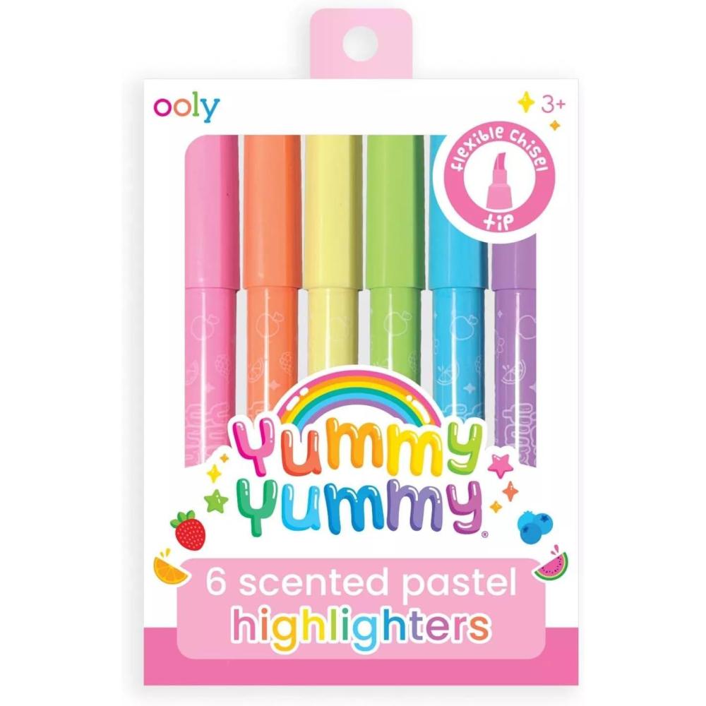image:imageOoly Yummy Yummy Scented Highlighters for Kids Set of 6 Fruit Scented Pastel Highlighters Flexible Chisel Tip NonToxic Ages 3Pastel