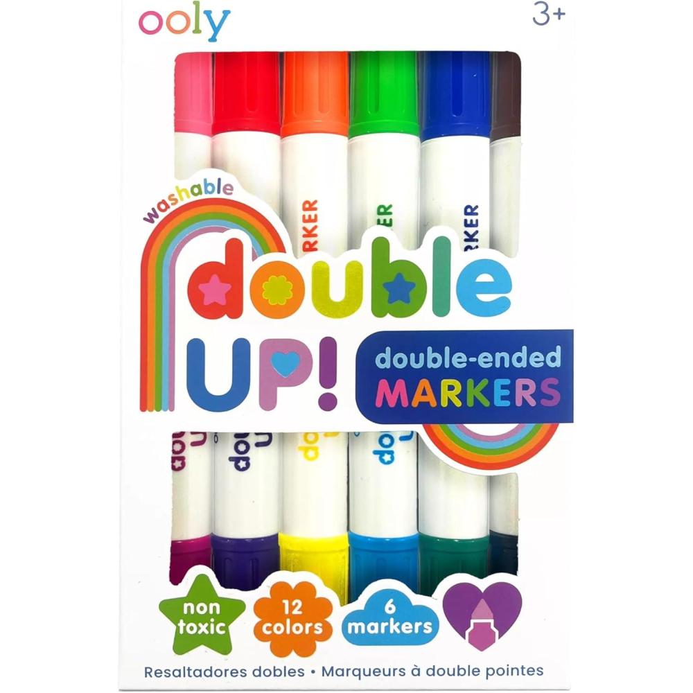 image:imageOoly x Peanuts DoubleSided Stamping Markers with Peanuts Characters and Brush Tips Stamps include Snoopy Woodstock Charlie Brown and MoreDouble Up Markers Set of 6