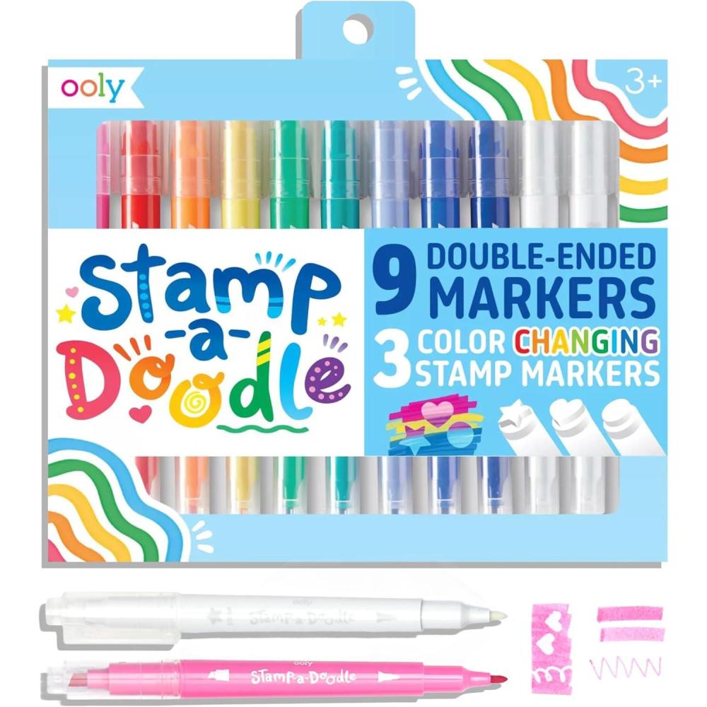 image:imageOoly x Peanuts DoubleSided Stamping Markers with Peanuts Characters and Brush Tips Stamps include Snoopy Woodstock Charlie Brown and MoreStampADoodle DoubleEnded Markers
