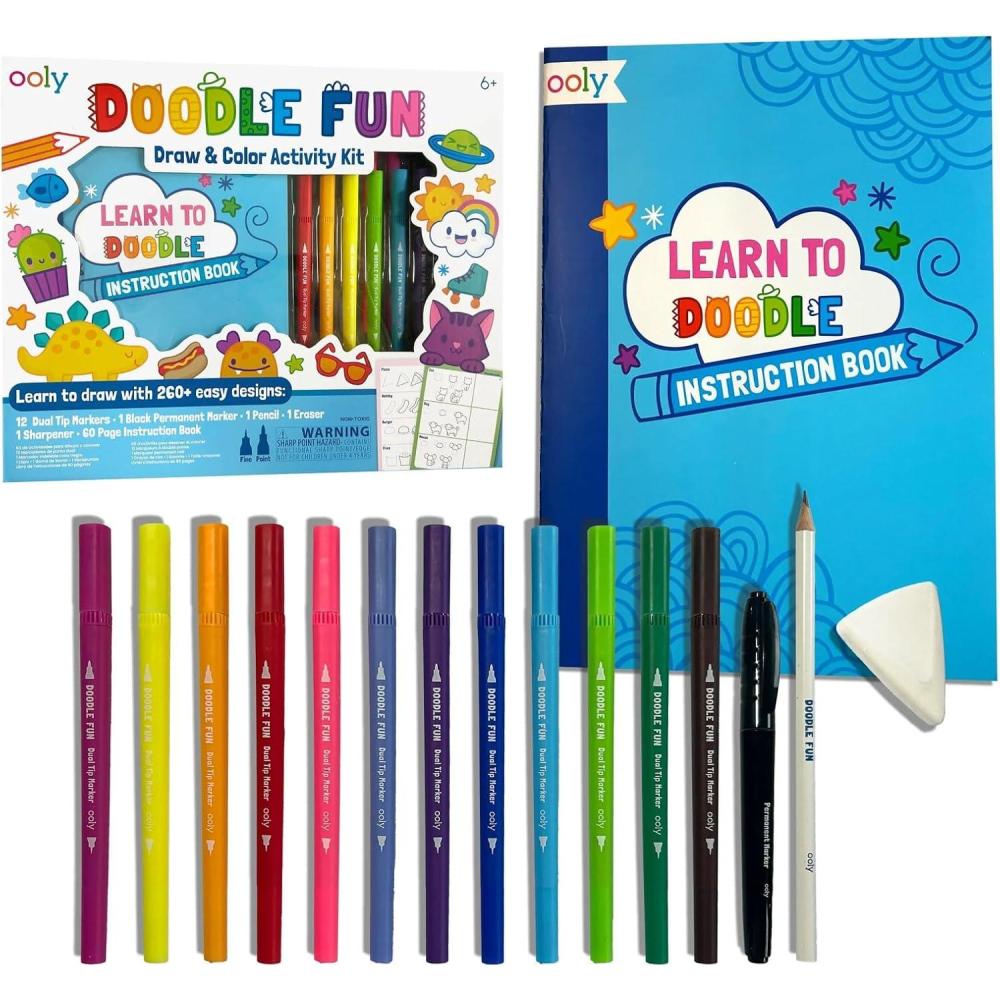 image:imageOoly x Peanuts Snoopy School Coloring Travel Kit 60Page Activity Book with Coloring Sheets 4 DoubleEnded Markers  8 Colors 2 Sticker Sheets Puzzles amp Games Snoopy amp Charlie Brown Art SetDoodle Coloring Kit