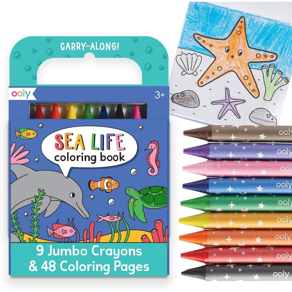 image:imageOoly x Peanuts Travel Art Kit with 9 Jumbo Crayons amp 48 Themed Coloring Pages amp Case for Easy Traveling Art Creation Perfect Airplane amp Road Trip Activities for KidsSea Life