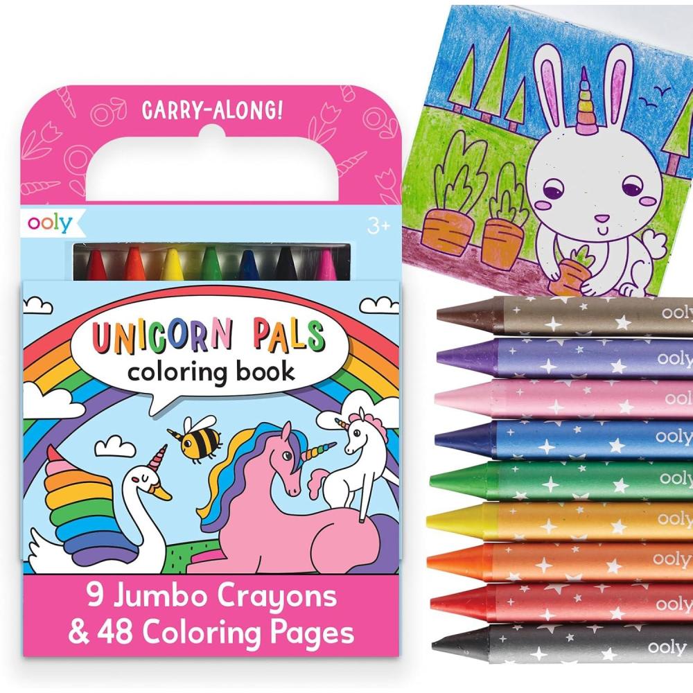 image:imageOoly x Peanuts Travel Art Kit with 9 Jumbo Crayons amp 48 Themed Coloring Pages amp Case for Easy Traveling Art Creation Perfect Airplane amp Road Trip Activities for KidsUnicorn Pals