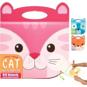 image:imageOOLY Carry Along Sketchbook for Kids 60 Pages 9 x 7 inches Portable Sketch Book Drawing Pad for Travel  CatCat