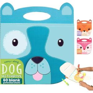 image:imageOOLY Carry Along Sketchbook for Kids 60 Pages 9 x 7 inches Portable Sketch Book Drawing Pad for Travel  CatDog