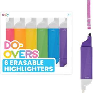 image:imageOOLY DoOvers Erasable Highlighters Set of 6  Chisel Tipfor Note Taking Drawing Art Supplies School Supplies for Kids of All Ages Do Over Highlighters