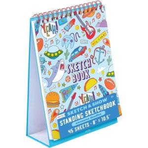 image:imageOOLY Sketch and Show Standing Sketchbook 45 Large 105 x 8 Perforated Pages 120 GSM 32lb Perfect for Markers and Colored Pencils  Sugar JoyAwesome Doodles