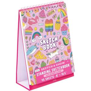 image:imageOOLY Sketch and Show Standing Sketchbook 45 Large 105 x 8 Perforated Pages 120 GSM 32lb Perfect for Markers and Colored Pencils  Sugar JoyCute Doodle World