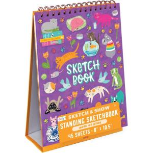 image:imageOOLY Sketch and Show Standing Sketchbook 45 Large 105 x 8 Perforated Pages 120 GSM 32lb Perfect for Markers and Colored Pencils  Sugar JoyPets at Play