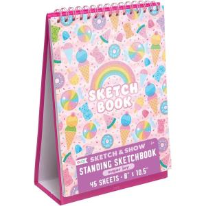 image:imageOOLY Sketch and Show Standing Sketchbook 45 Large 105 x 8 Perforated Pages 120 GSM 32lb Perfect for Markers and Colored Pencils  Sugar JoySugar Joy