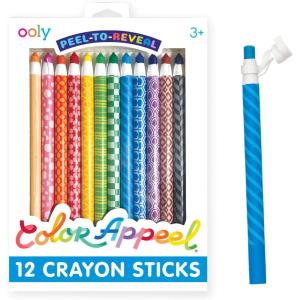 image:imageOoly Color Appeel Crayon Sticks Set of 12 Peelable Crayons for KidsWax Crayons Wrapped in Paper in 12 Unique Colors for Art Projects Stationery Kits School Supplies
