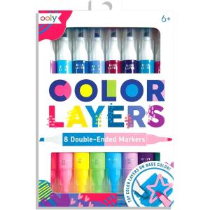 image:imageOoly Color Layers Double Sided Markers  Set of 8 Colored Markers 16 Colors Chisel and Point Tip on Each Marker for Kids Art Supplies and Stationery SetLayering