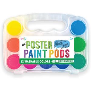image:imageOoly Lil Poster Paint Pods 12 Bright Colors amp 1 Brush Washable Paint for Children Includes Portable Case School and Art Supplies for All Ages Bright amp Vibrant Colors