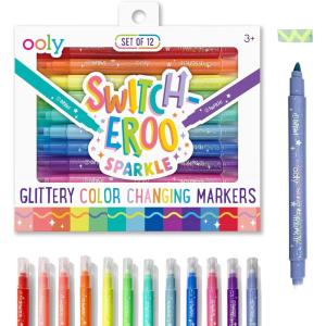 image:imageOoly Make No Mistake Erasable Markers 12 Stress and Mess Free Marker Pack You Can Erase Drawing amp Coloring Pens for Kids and Adults Colorful Supplies for Any Arts amp CraftsColor Changing Glittery